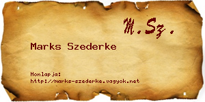 Marks Szederke névjegykártya